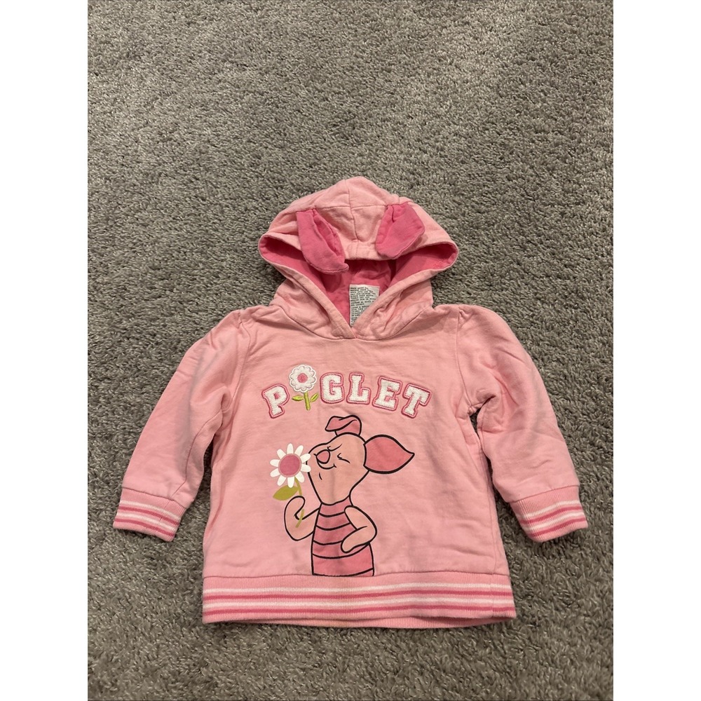 Vintage Wonderful World Of Disney Piglet Hoodie Flower Pink EARS Toddler 18m